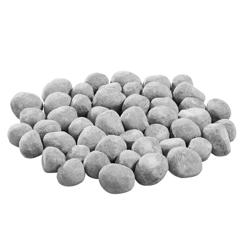 VEVOR Ceramic Fire Pebble Stones, 1-2 inch 48 Pcs Lava Rocks, Reusable Fire Pit Stones Indoor and Outdoor Use, Decorative Firepit Rocks for Propane/Gas Fireplace, Stove, Courtyard, Camping