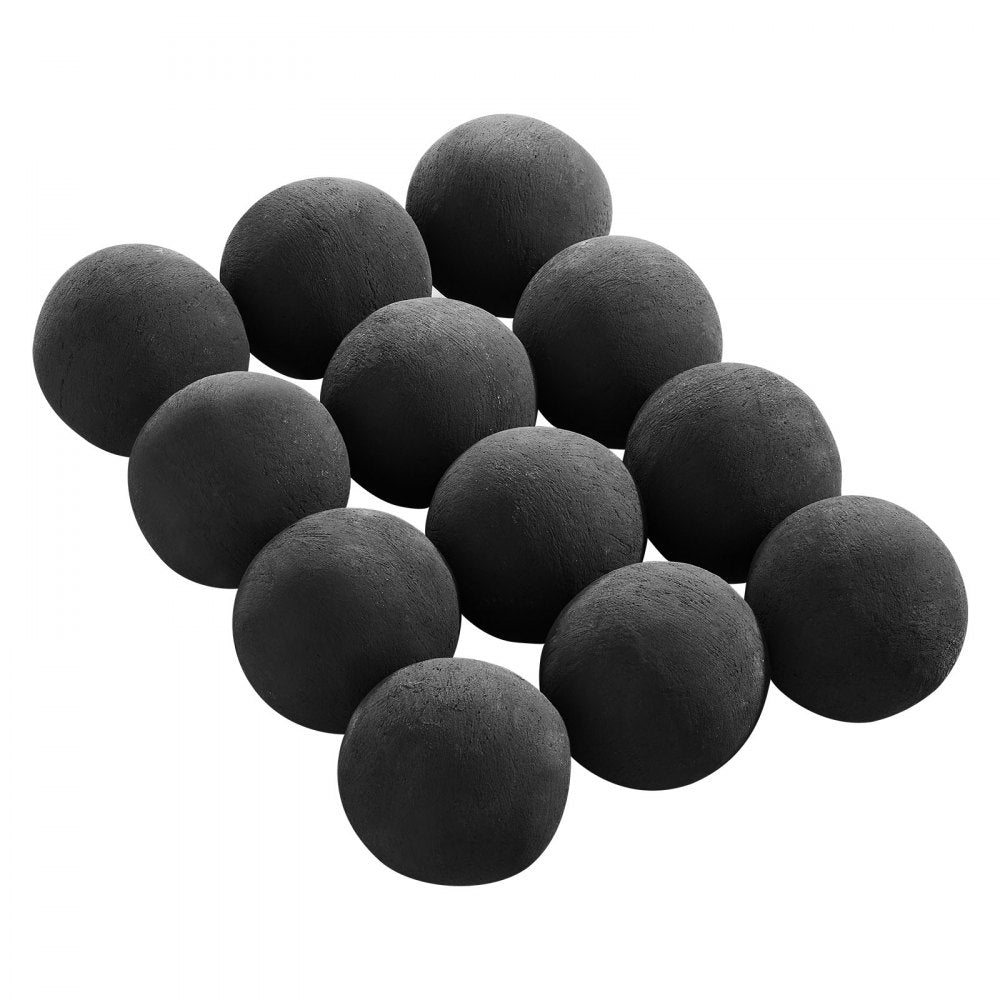 VEVOR Ceramic Fire Balls, 4 Inch 12 Pcs Round Fire Stones, Reusable Lava Rocks Indoor and Outdoor Use, Decorative Fire Pit Rocks for Propane/Gas Fireplace, Stove, Courtyard, Camping, Black