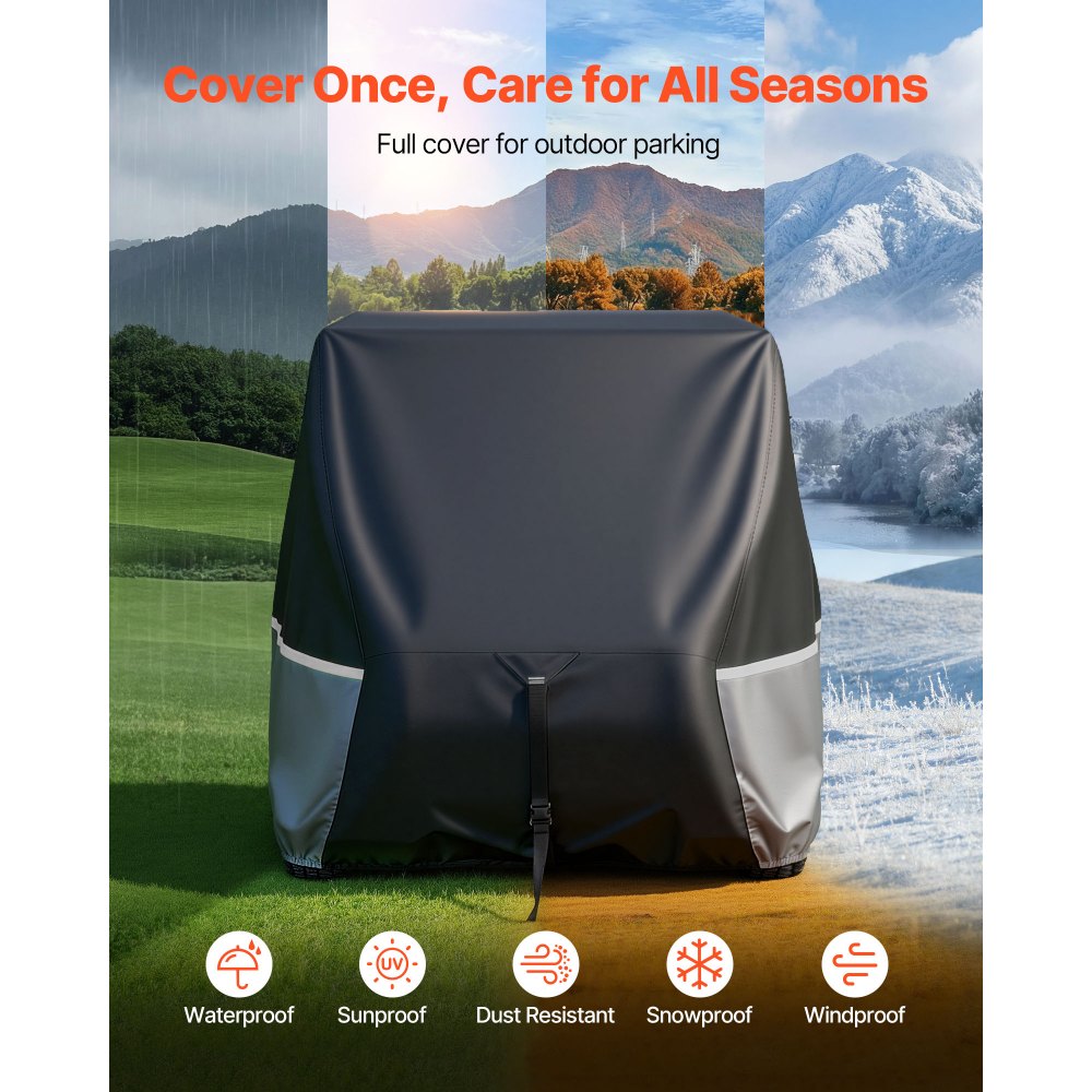 VEVOR Golf Cart Cover, Full Coverage 2+2/4 Passenger Golf Cart, 420D Waterproof Oxford Fabric Club Car Cover Fits Most Carts Club Car, Yamaha, EZGO, Honda, Silver-Coated Layer & Three Zipper Doors