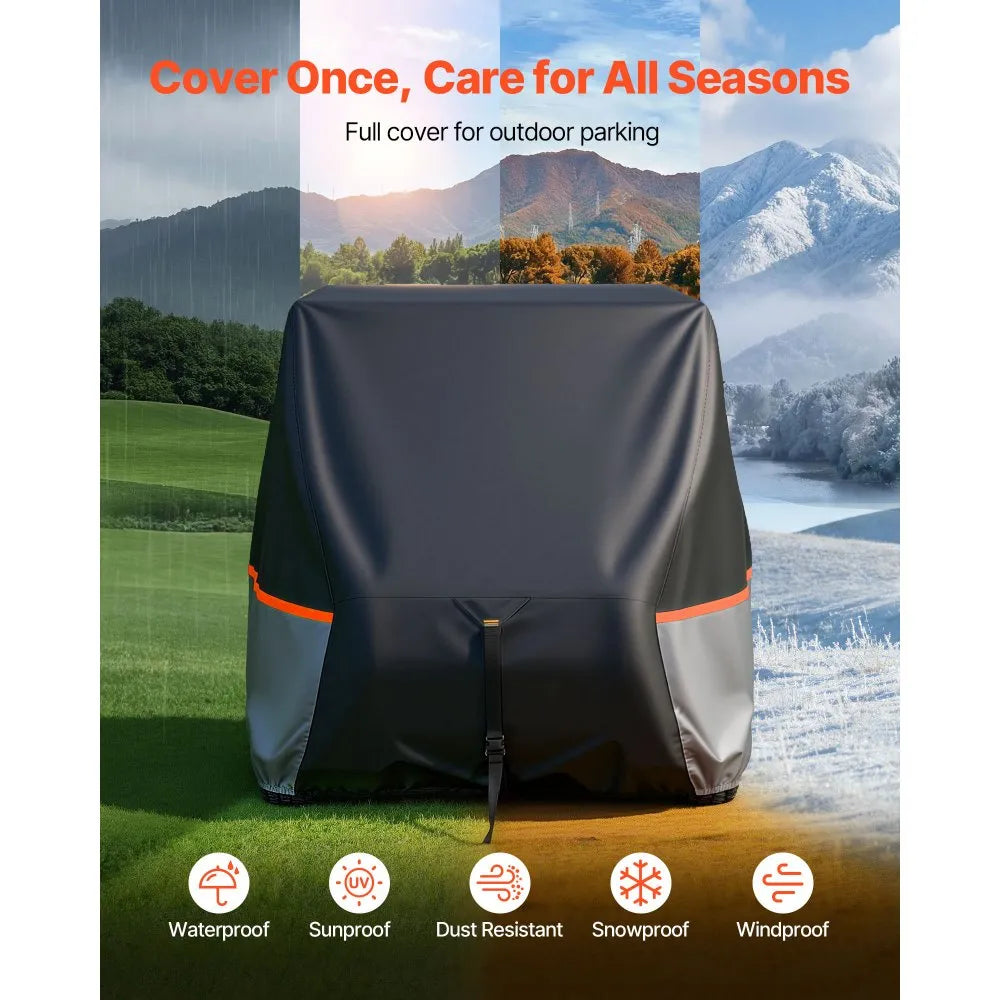 VEVOR Golf Cart Cover, Full Coverage 2+2/4 Passenger Golf Cart, 420D Waterproof Oxford Fabric Club Car Cover Fits Most Carts Club Car, Yamaha, EZGO, Honda, Silver-Coated Layer & Three Zipper Doors
