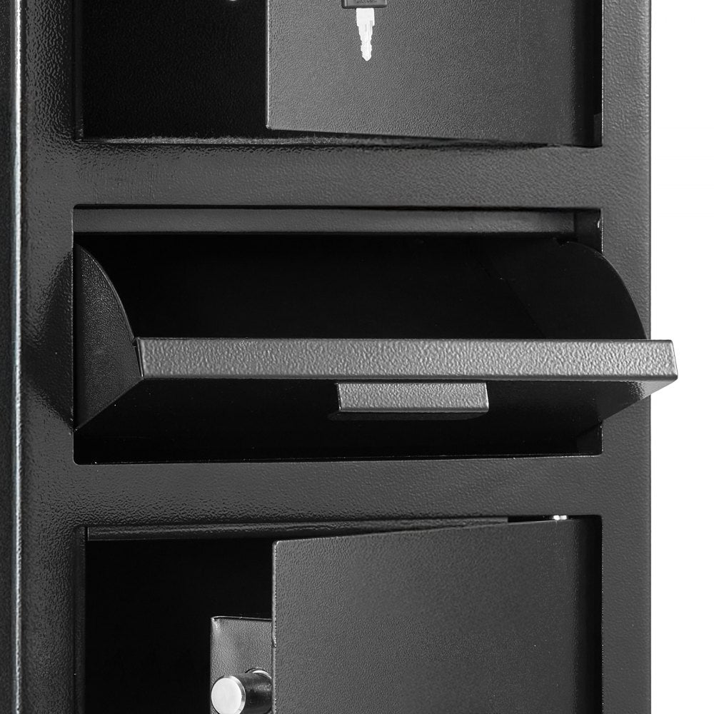 VEVOR 3.6 Cubic Feet Drop Safe, Large Capacity Front Drop Slot Safe Box with Digital Keypad, Heavy Duty 3 Tiers Cash Depository Box with Spare Keys for Cash, Bank Slip, Jewelry, Document, Bill, Black