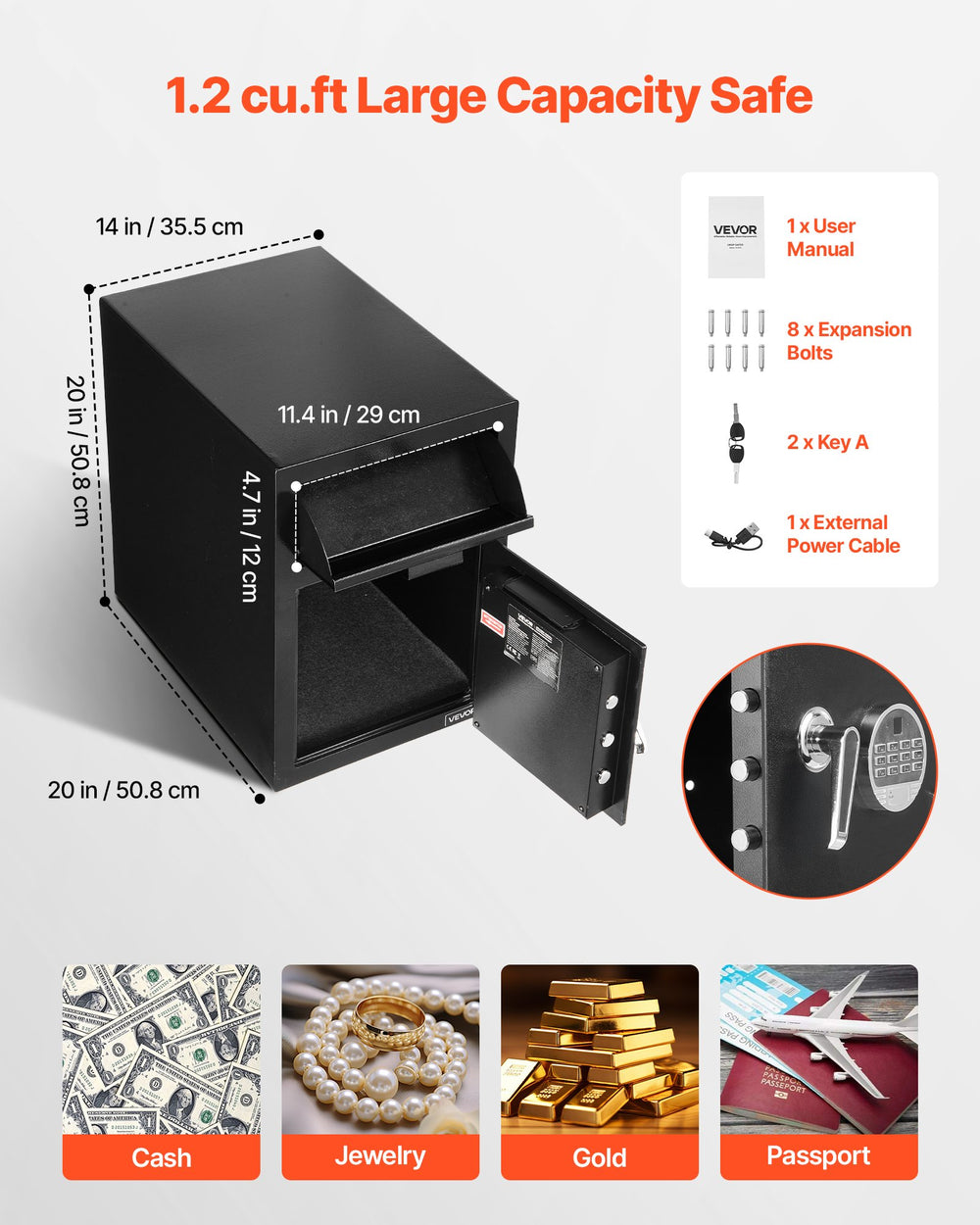VEVOR 1.2 cu.ft drop safe image 2