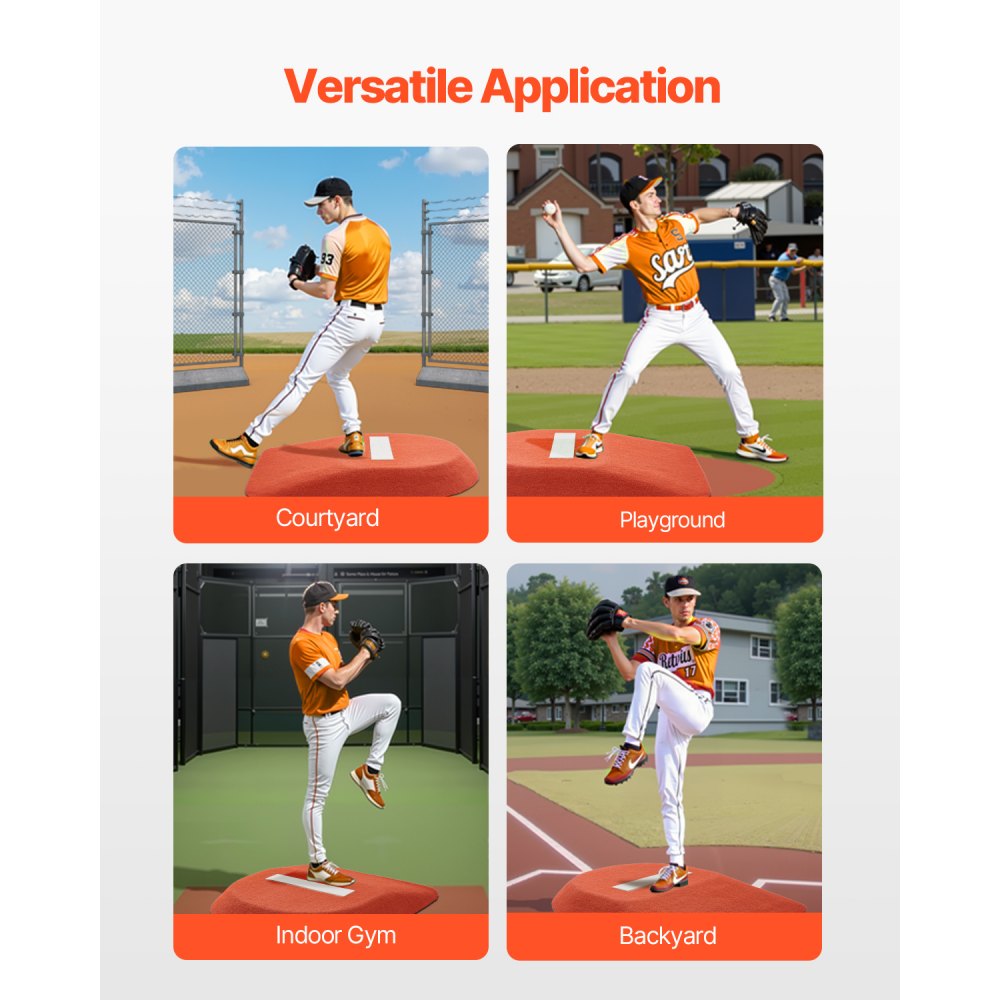VEVOR Pitching Mound, Portable Baseball Game Mound, 42 in Indoor Outdoor Pitching Practice and Training Equipment, One-Piece Softball Pitching Aids with Antifade Turf and Pitching Rubber