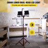 VEVOR LED Work Light with Stand, 20000 Lumen Dual-head LED Work Light with 27.6\"-68.1\" Adjustable and Foldable Tripod Stand, IP65 Waterproofed LED Tripod Work Light, with 5000 Kelvin Color Temperatu