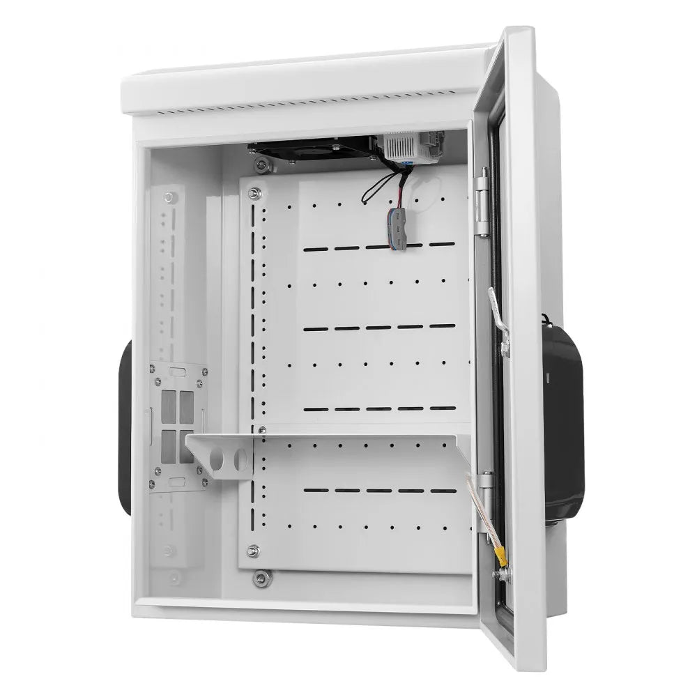 VEVOR Outdoor Electrical Box, Cold-Rolled Steel, Electrical Junction Box with Thermostat and Fan, Rain Hood, Ventilated Design, IP65 Waterproof Hinged Enclosure, Wall/Pole Mounted, 20 x 16 x 8 in