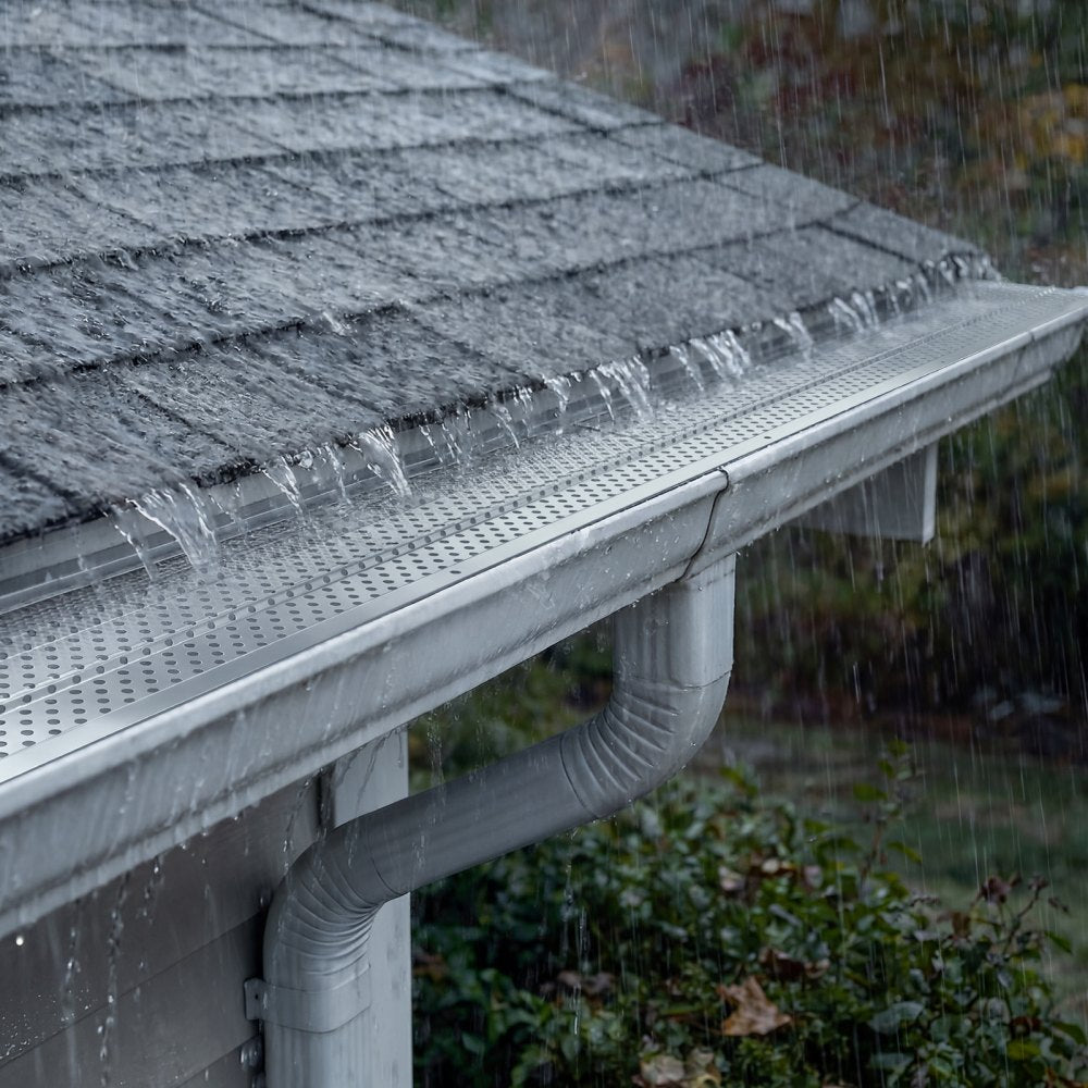 VEVOR Gutter Guard, 5 inch Aluminum Gutter Cover Heavy-Duty, 32ft Length Protection Cover for Leaf & Debris, 0.02 in Thickness Mill Finish, Easy DIY Install, Fast Drainage, Screws Included, 8 PCS