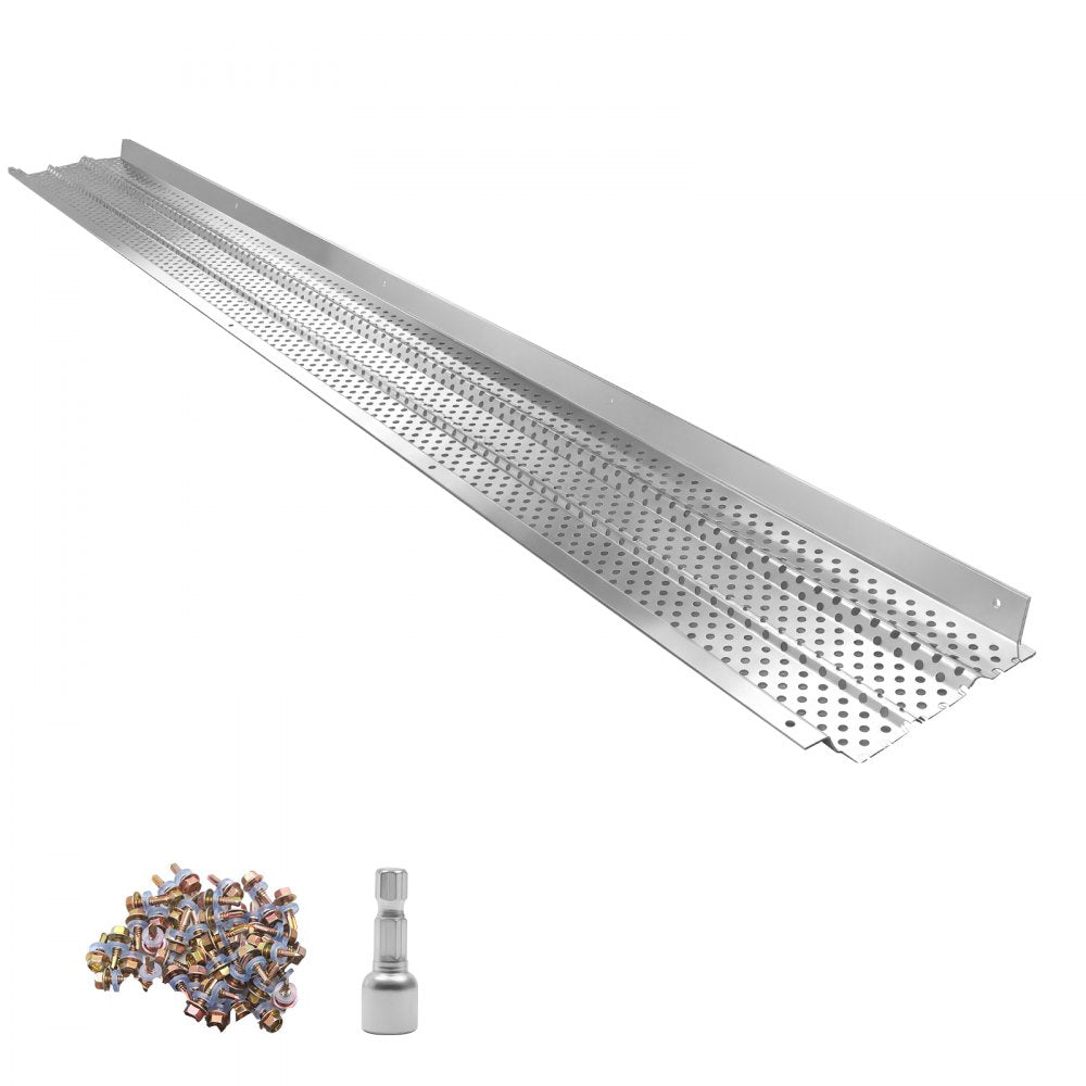 VEVOR Gutter Guard, 6 in Aluminum Gutter Cover Heavy-Duty, 52ft Length Protection Cover for Leaf & Debris, 0.02 in Thickness Mill Finish, Easy DIY Install, Fast Drainage, Screws Included, 13 PCS