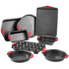 VEVOR Baking Pans Set, 8-Piece, Nonstick Carbon Steel Cookware Sheets & Trays, Stackable Kitchen Oven Bakeware Cooking Sets with Silicone Handles, Easy to Clean, for Baking Cookie Cake Muffin Bread