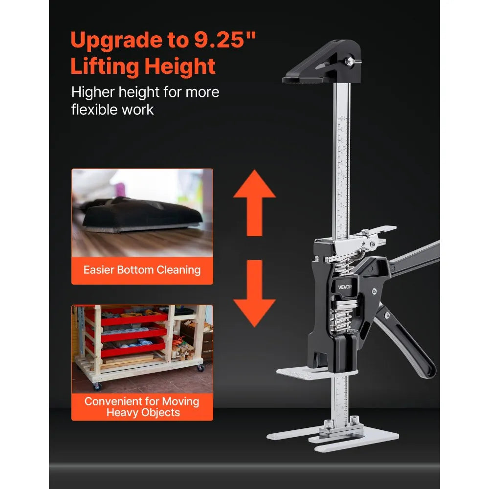VEVOR Labor Saving Arm Jack, 2 PCS 440 lbs Bearing Capacity, Lifting up to 9.3", Metal Hand Lifting Jack Tool with Magnetic Level, 2 Adjustment Modes, for Door, Window, Furniture, Woodworking, Black