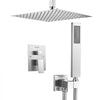 VEVOR Shower Faucet Set, Rainfall Bathroom Shower System with 12-Inch Square Rain Shower Head and Handheld Spray, Ceiling Mount Bath Fixtures with Brass Valve and Trim Kit, Brushed Nickel