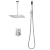 VEVOR Shower Faucet Set, Rainfall Bathroom Shower System with 12-Inch Square Rain Shower Head and Handheld Spray, Ceiling Mount Bath Fixtures with Brass Valve and Trim Kit, Brushed Nickel