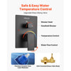 VEVOR Shower Faucet Set, Rainfall Bathroom Shower System with 12-Inch Square Rain Shower Head and Handheld Spray, Ceiling Mount Bath Fixtures with Brass Valve and Trim Kit, Matte Black