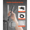 VEVOR Shower Faucet Set, Rainfall Bathroom Shower System with 10-Inch Square Rain Shower Head and Handheld Spray, Ceiling Mount Bath Fixtures with Brass Valve and Trim Kit, Matte Black
