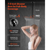 VEVOR Shower Faucet Set, Rainfall Bathroom Shower System with 10-Inch Square Rain Shower Head and Handheld Spray, Ceiling Mount Bath Fixtures with Brass Valve and Trim Kit, Matte Black