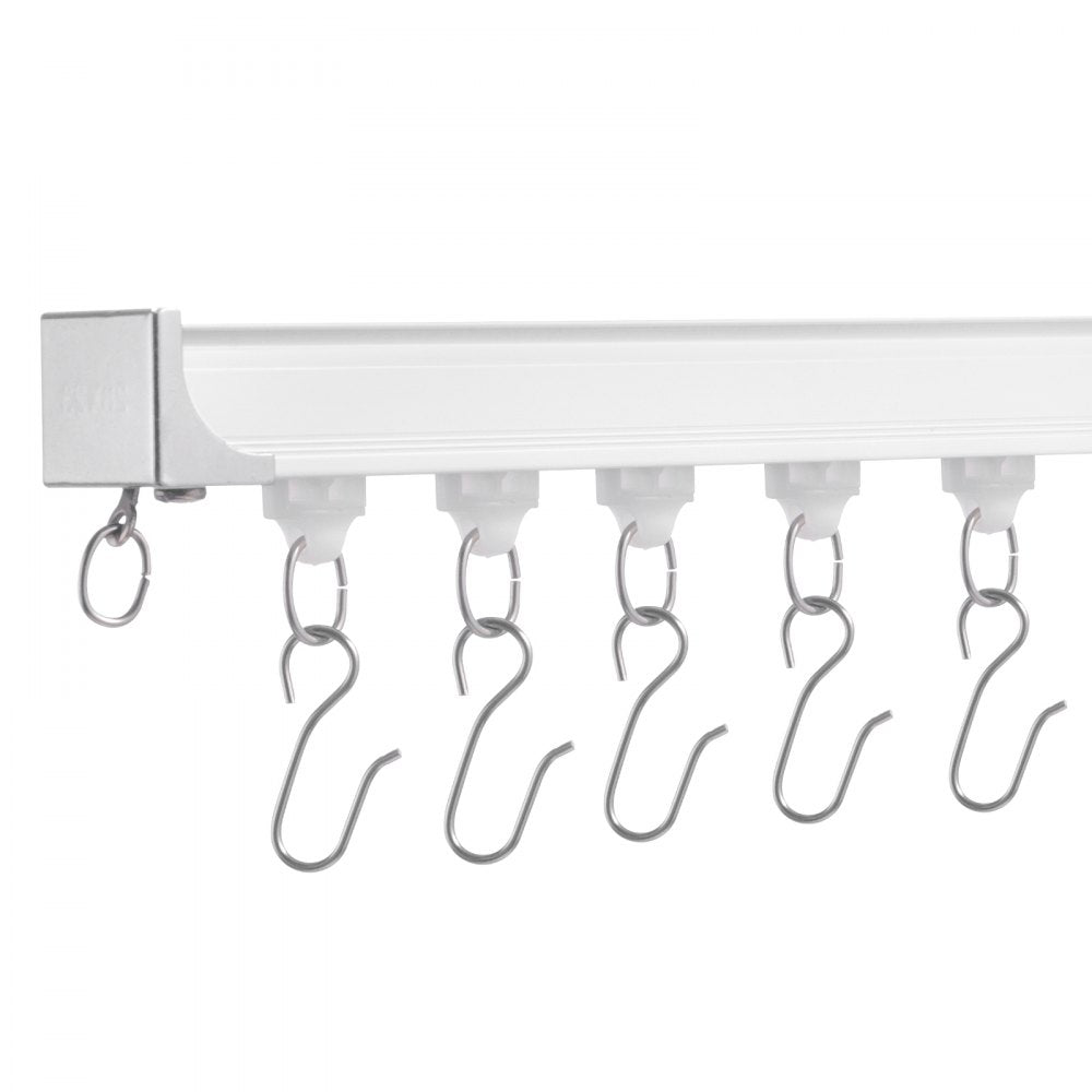 VEVOR Ceiling Curtain Track Set, 8.9 FT/2.7 Meter, Sliding Ceiling Track System for Curtains, Room Divider Curtain Track Ceiling/Wall Mounted for Living Room Bedroom with Hooks and Hardware, White