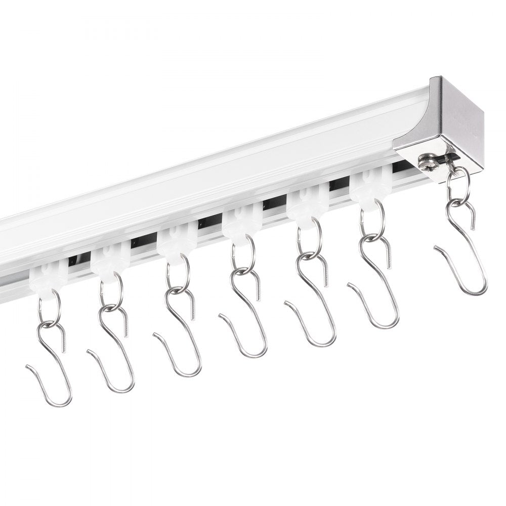 VEVOR Ceiling Curtain Track Set, 8.9 FT/2.7 Meter, Sliding Ceiling Track System for Curtains, Room Divider Curtain Track Ceiling/Wall Mounted for Living Room Bedroom with Hooks and Hardware, White