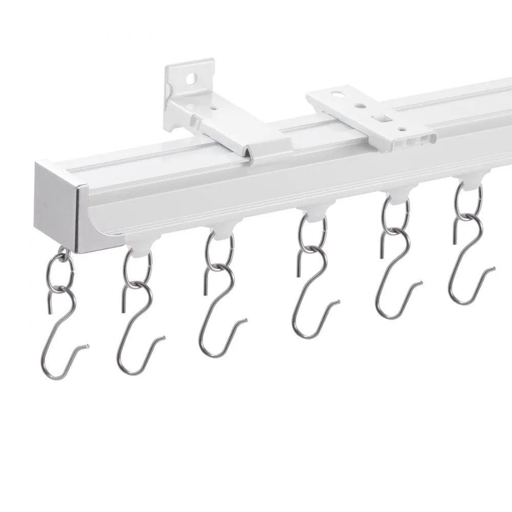 VEVOR Ceiling Curtain Track Set, 17.7 FT/5.4 Meter, Sliding Ceiling Track System for Curtains, Room Divider Curtain Track Ceiling/Wall Mounted for Living Room Bedroom with Hooks and Hardware, White