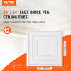 VEVOR Ceiling Tiles, 12-Pack 24 x 24 in, Drop Ceiling Tiles Premium PVC Sheet, Easy Installation/ Cutting Plastic Glue-up Ceiling Tile, Ceiling Covering for Home/Office Decoration, White Peg Pattern