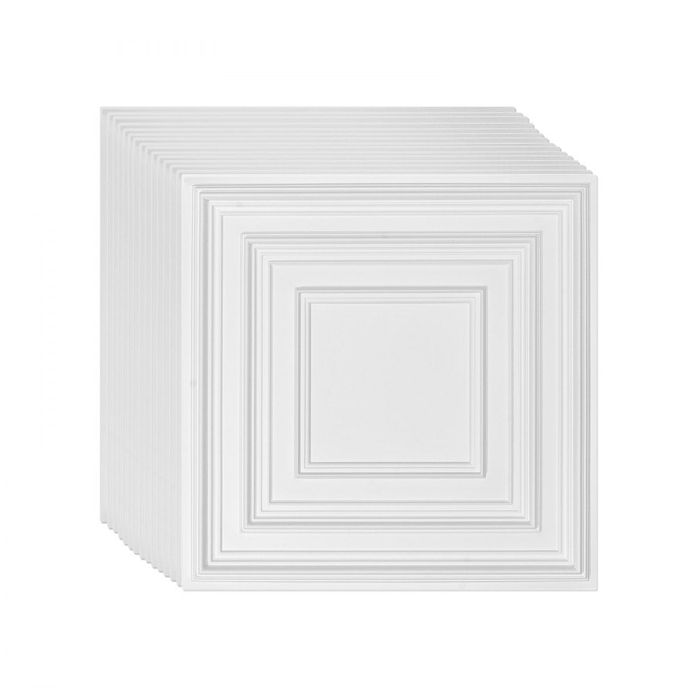 VEVOR Ceiling Tiles, 12-Pack 24 x 24 in, Drop Ceiling Tiles Premium PVC Sheet, Easy Installation/ Cutting Plastic Glue-up Ceiling Tile, Ceiling Covering for Home/Office Decoration, White Peg Pattern