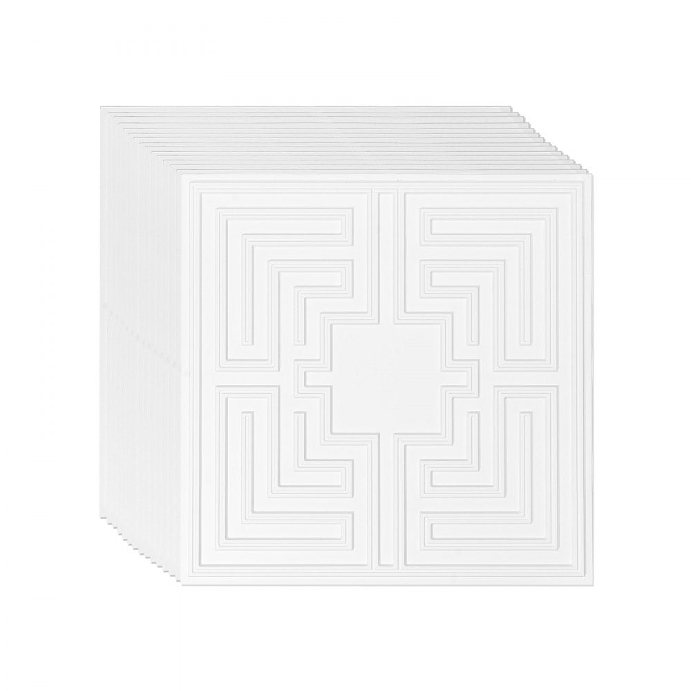 VEVOR Ceiling Tiles, 12-Pack 24 x 24 in, Drop Ceiling Tiles Premium PVC Sheet, Easy Installation/ Cutting Plastic Glue-up Ceiling Tile, Ceiling Covering for Home/Office Decoration, White Echo Pattern
