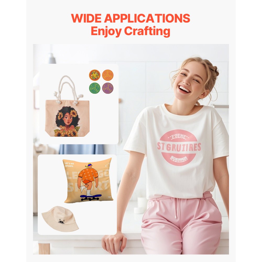 VEVOR Heat Press Machine 12 x 10 Inch T-Shirt Press 750 W Powerful Black, for T-Shirts, Garments, Bags, LCD Screen Display, Precise Control, Heat Transfer Sublimation Machine, Fast and Even Heating