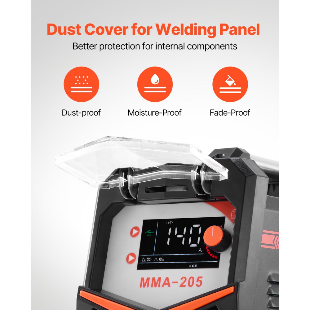 VEVOR MMA Welder, 205A 2-in-1 MMA Lift TIG Stick Welding Machine, 110/220V Dual Voltage IGBT Inverter Welder Machine with Digital Display, Hot Start Arc Force Anti-Stick (Lift Torch Not Included)