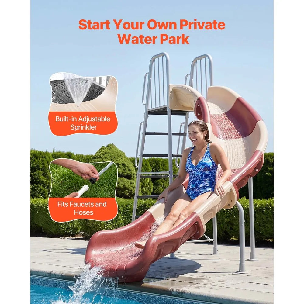 VEVOR Water Slide, Big 10 ft Outdoor Waterslide with Built in Adjustable Sprinkler and Ladder, Free Standing Pool Slide, Metal & Plastic Playground Equipment, Platform for Backyard Fun Activities