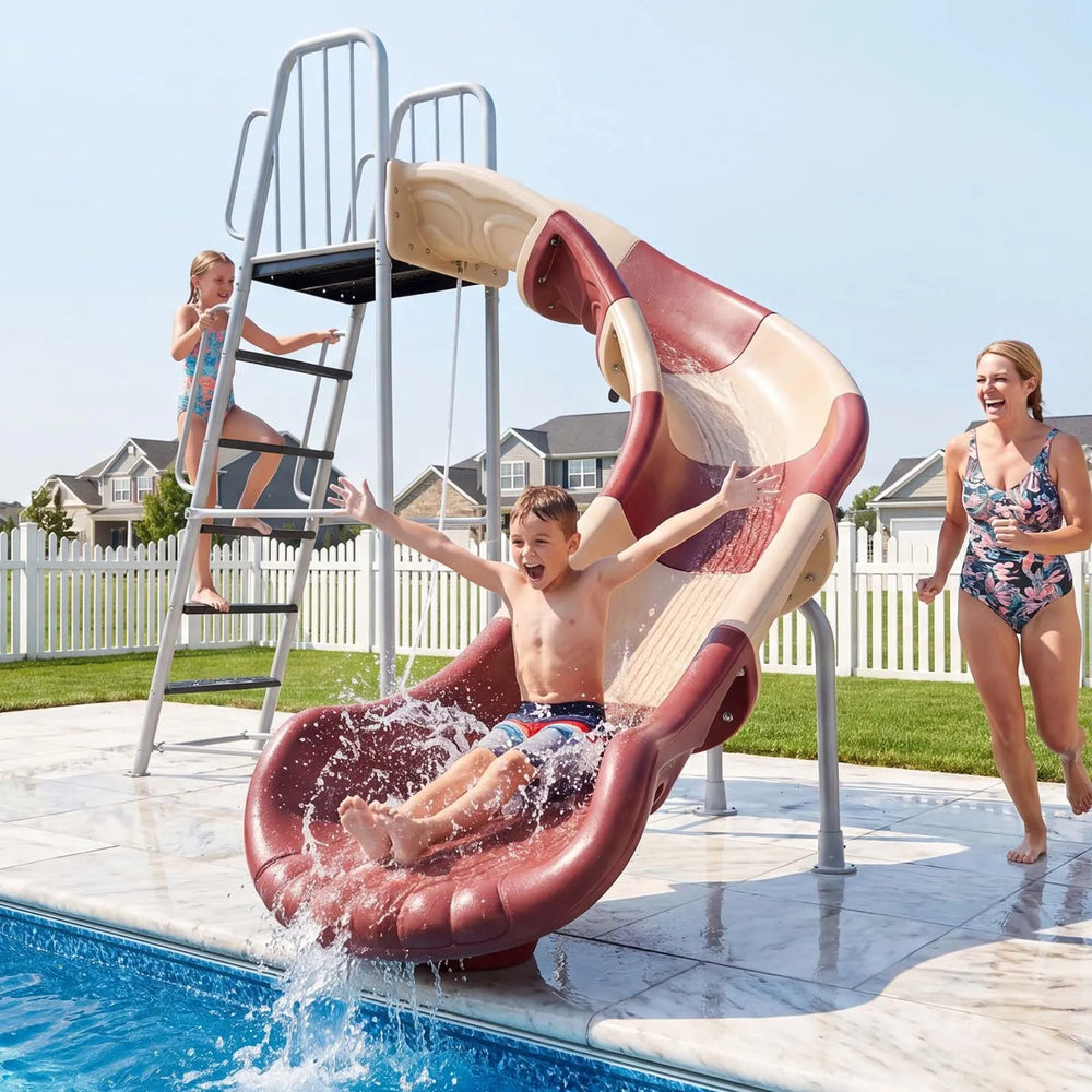 VEVOR Water Slide, Big 10 ft Outdoor Waterslide with Built in Adjustable Sprinkler and Ladder, Free Standing Pool Slide, Metal & Plastic Playground Equipment, Platform for Backyard Fun Activities