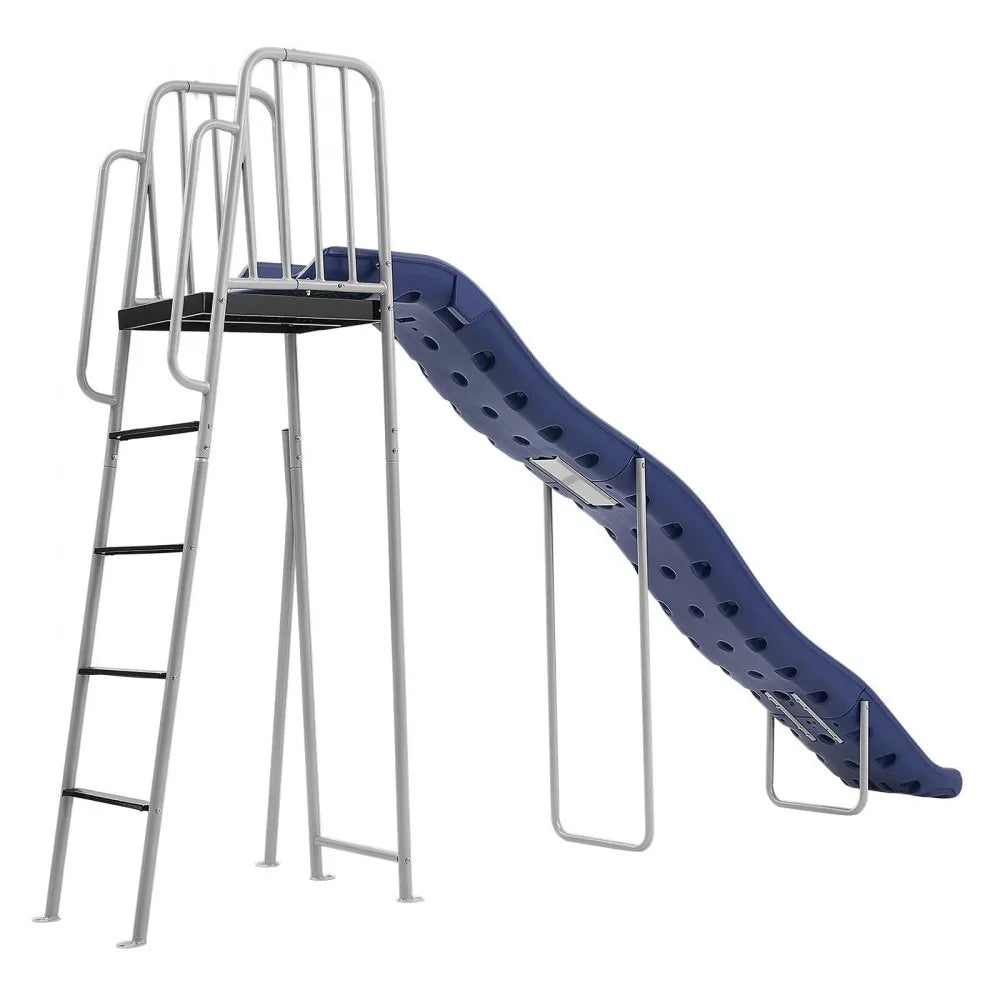 VEVOR Water Slide, Big 10 ft Outdoor Waterslide for Kids, Free Standing Pool Slide with Built in Adjustable Sprinkler and Climbing Ladder, Metal Plastic Playground Equipment, Platform for Backyard Fun