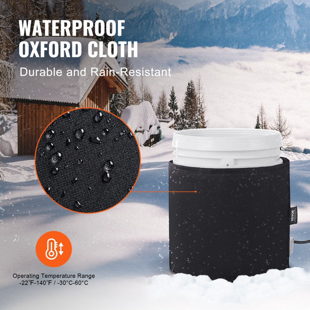 VEVOR Metal Drum Heater, 250 Watt, Pail Heating Band for 5 Gallon Barrel, 0-145℉ Adjustable with Independent Thermostat, Waterproof Oxford Fabric High Efficiency Grease Keg Heater, FCC Listed