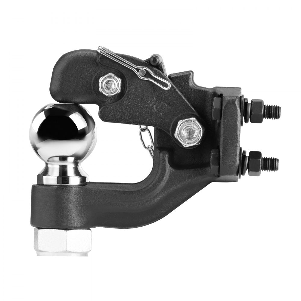 VEVOR Pintle Hook, 20000 lbs Towing Capacity, Trailer Hitches Receiver Hook Combination 2-5/16-inch Hitch Ball, Fits 2.5 to 3-inch Lunette Ring with Mounting Kit, Wear-resistant, Black Powder Coat