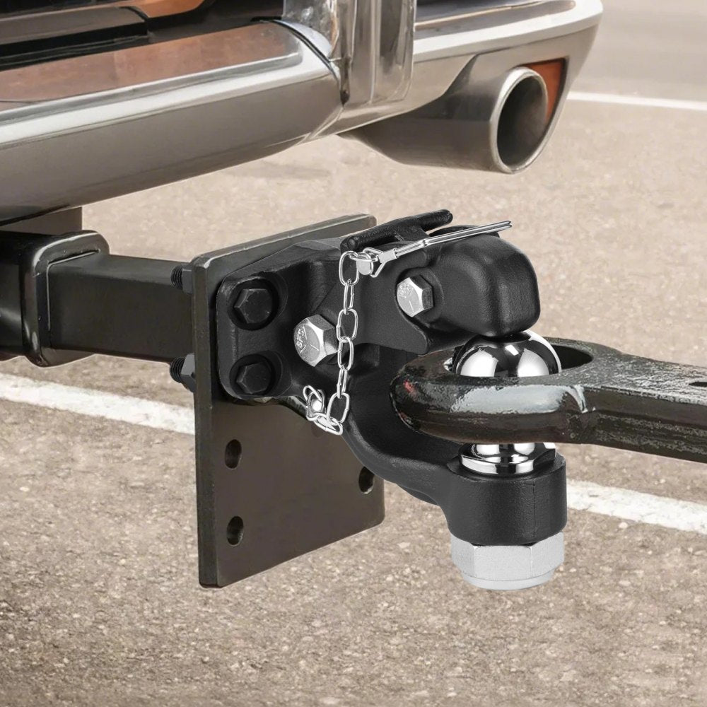 VEVOR Pintle Hook, 30000 lbs Towing Capacity, Trailer Hitches Receiver Hook Combination 2-5/16-inch Hitch Ball, Fits 2.5 to 3-inch Lunette Ring with Mounting Kit, Wear-resistant, Black Powder Coat