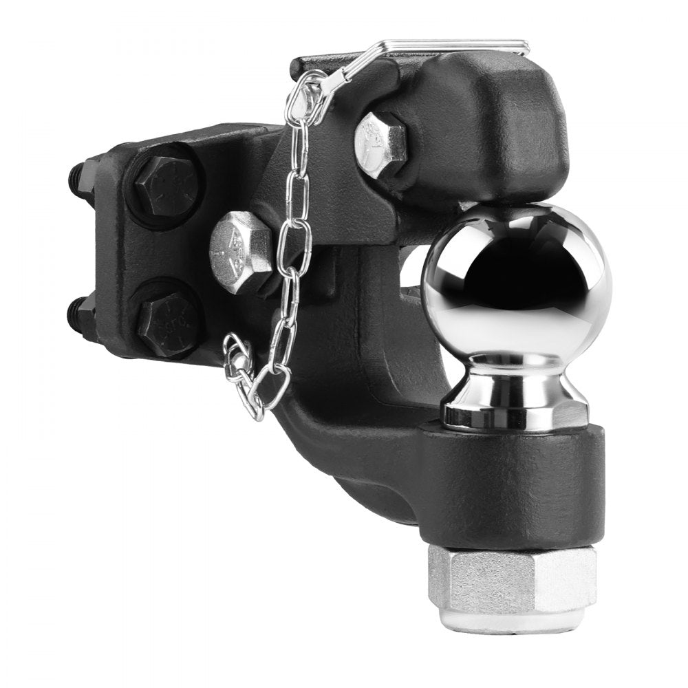 VEVOR Pintle Hook, 30000 lbs Towing Capacity, Trailer Hitches Receiver Hook Combination 2-5/16-inch Hitch Ball, Fits 2.5 to 3-inch Lunette Ring with Mounting Kit, Wear-resistant, Black Powder Coat