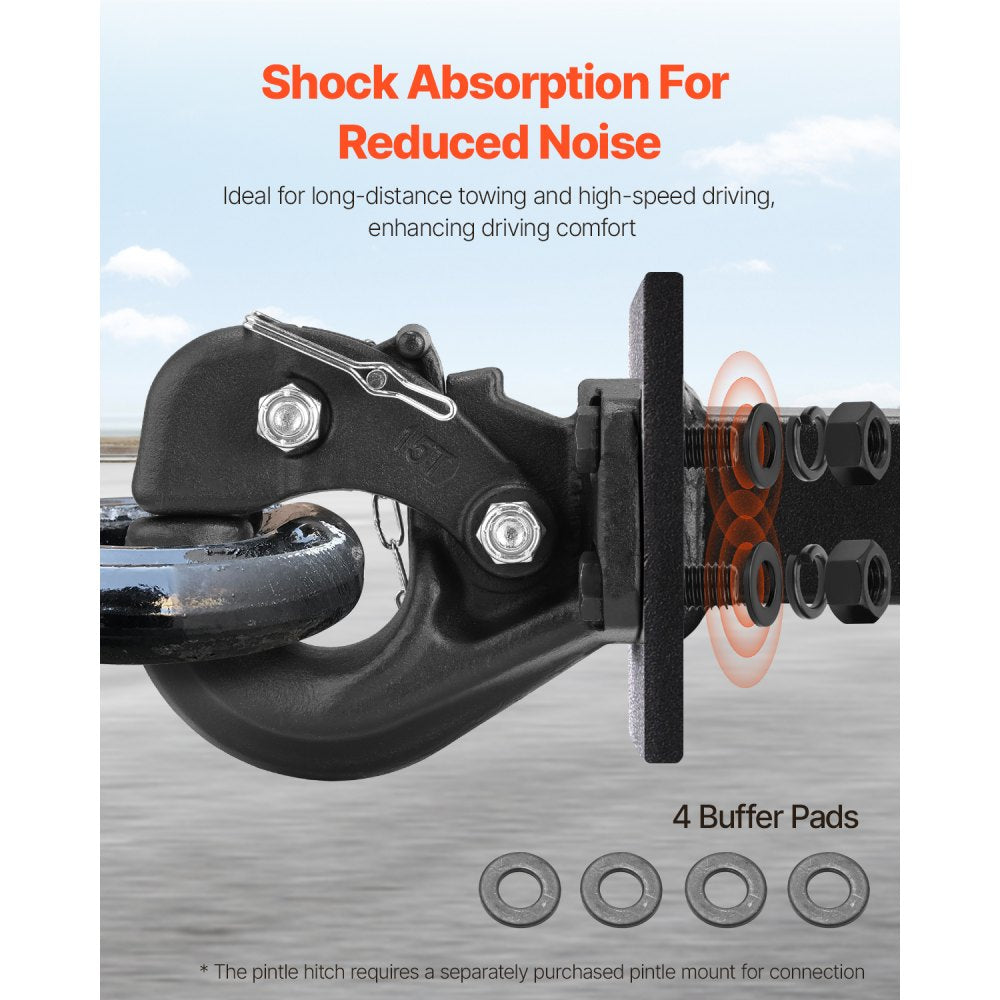 VEVOR Pintle Hook, 30000 lbs Towing Capacity, Trailer Hitches Receiver Hook Fits for 2.5 to 3-inch Lunette Ring with Mounting Kit, Wear-resistant, Black Powder Coat, Suitable for Various Vehicles