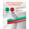 VEVOR Oxygen Acetylene Hose, 1/4-Inch x 100FT Oxy Acetylene Hose with 9/16"-18 B Fitting, 300PSI T Grade Welding Cutting Torch Twin Hose, Compatible with Oxygen, Acetylene, Propane and Other Fuel Gases