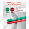 VEVOR Oxygen Acetylene Hose, 1/4-Inch x 15FT Oxy Acetylene Hose with 9/16"-18 B Fitting, 300PSI T Grade Welding Cutting Torch Twin Hose, Compatible with Oxygen, Acetylene, Propane and Other Fuel Gases