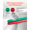 VEVOR Oxygen Acetylene Hose, 1/4-Inch x 25FT Oxy Acetylene Hose with 9/16"-18 B Fitting, 300PSI T Grade Welding Cutting Torch Twin Hose, Compatible with Oxygen, Acetylene, Propane and Other Fuel Gases