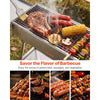 VEVOR Foldable Charcoal Grill, 250 sq.in. Portable Charcoal Barbecue Grill with Liftable Charcoal Tray & Side Tables, Brushed Stainless Steel BBQ Cooking Grills for Outdoor Camping Backyard Parties