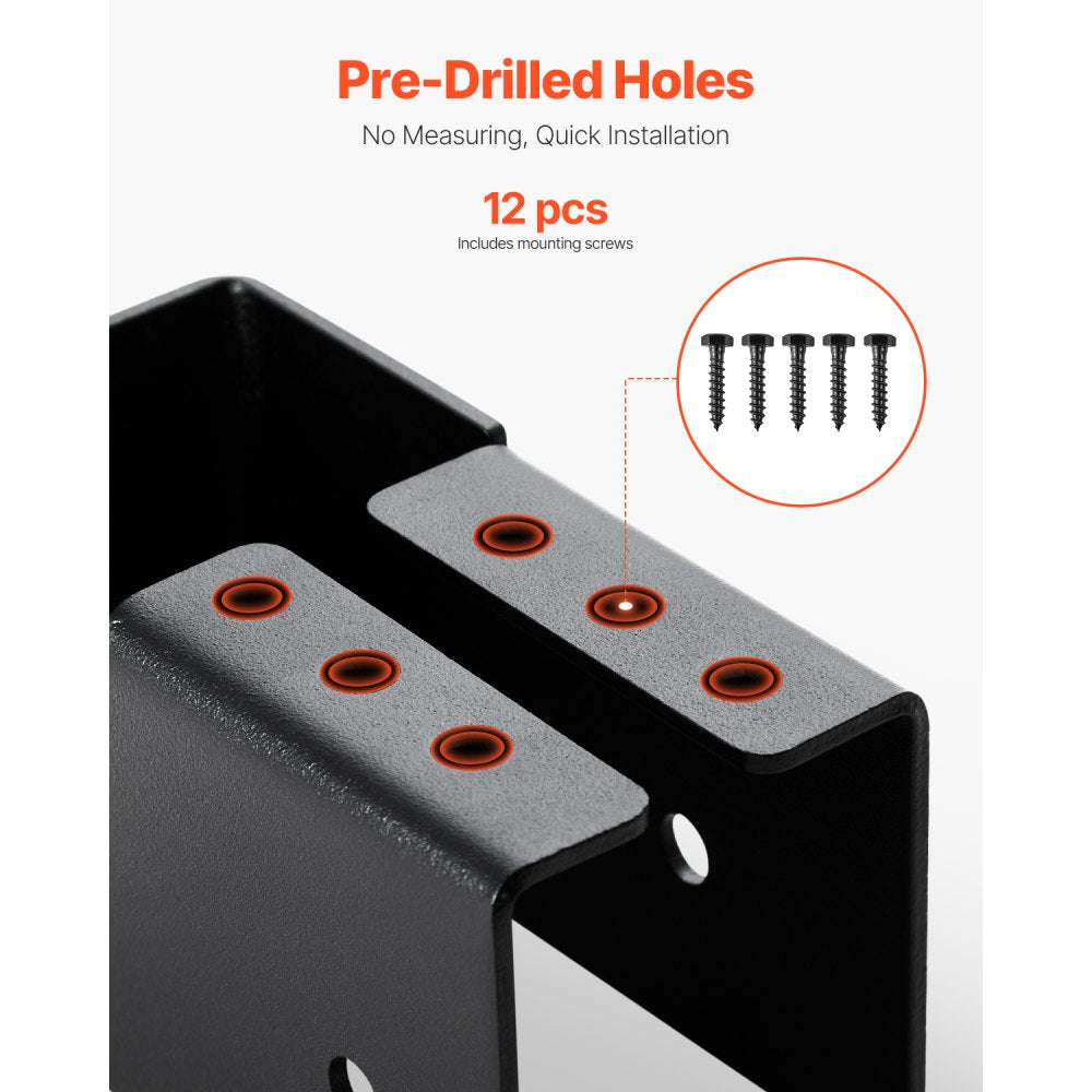 VEVOR Concealed Joist Hanger, 2x4 Inch Outdoor Concealed-Flange Joist Bracket with Screws, Steel Light Joist Hangers for 1.93 x 3.62 Inch / 49 x 92 mm Beam, Swing, Fence, Wooden Slides, 12 Pcs