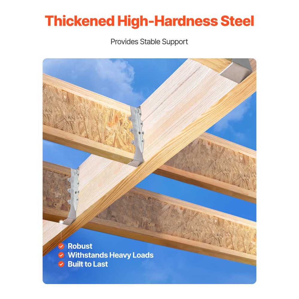 VEVOR 50 Pcs Joist Hanger, Inner Dimensions 1.57 x 1.50 x 7.83 inch / 40 x 38 x 199 mm, Rafter Hurricane Ties Joist Hangers with Rustproof Coating, Tie Brackets for Floor Deck and Ceiling Trusses
