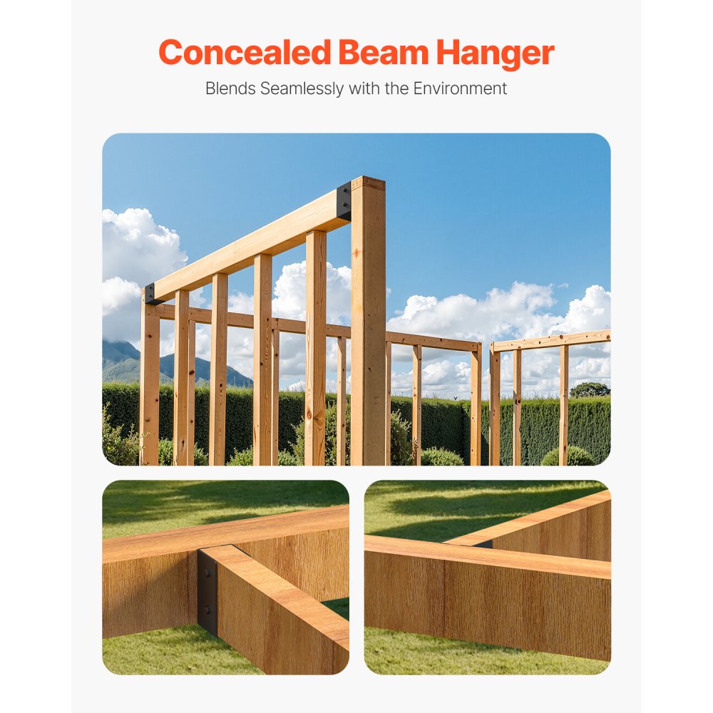 VEVOR Concealed Joist Hanger, 2x4 Inch Outdoor Concealed-Flange Joist Bracket with Screws, Steel Light Joist Hangers for 1.93 x 3.62 Inch / 49 x 92 mm Beam, Swing, Fence, Wooden Slides, 24 Pcs