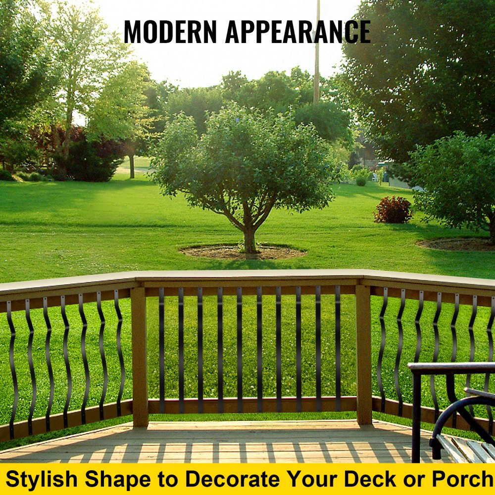 VEVOR Deck Balusters, 26 Pack Metal Deck Spindles, 32.25\"x1\" Staircase Baluster with Screws, Iron Deck Railing for Wood and Composite Deck, Stylish Baluster for Outdoor Stair Deck Porch