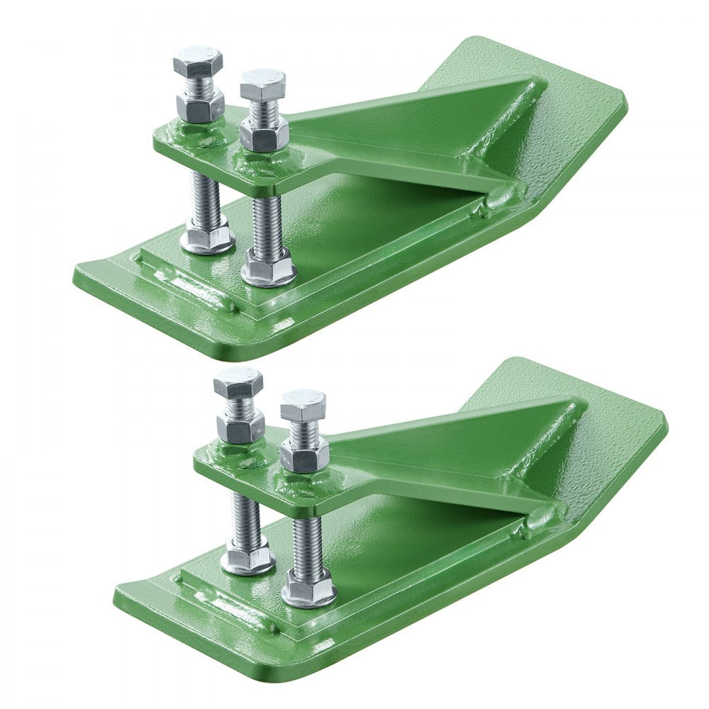 VEVOR Tractor Bucket Protector, 2PCS Heavy Duty Steel Bucket Edge Protectors, Edge Tamer Anti-Skid Device with Double Hexagon Lock Nuts and Bolts, for Snow, Leave Removal & Spreading Gravel (Green)