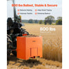VEVOR Ballast Box, 3-Point Category 1 Tractor Ballast of 800 lbs Capacity, with Standard 2 Inch Hitch Receiver, Heavy-Duty Steel 5 ft³ Large Volume Durable Loader Attachment with Sliding Door, Orange
