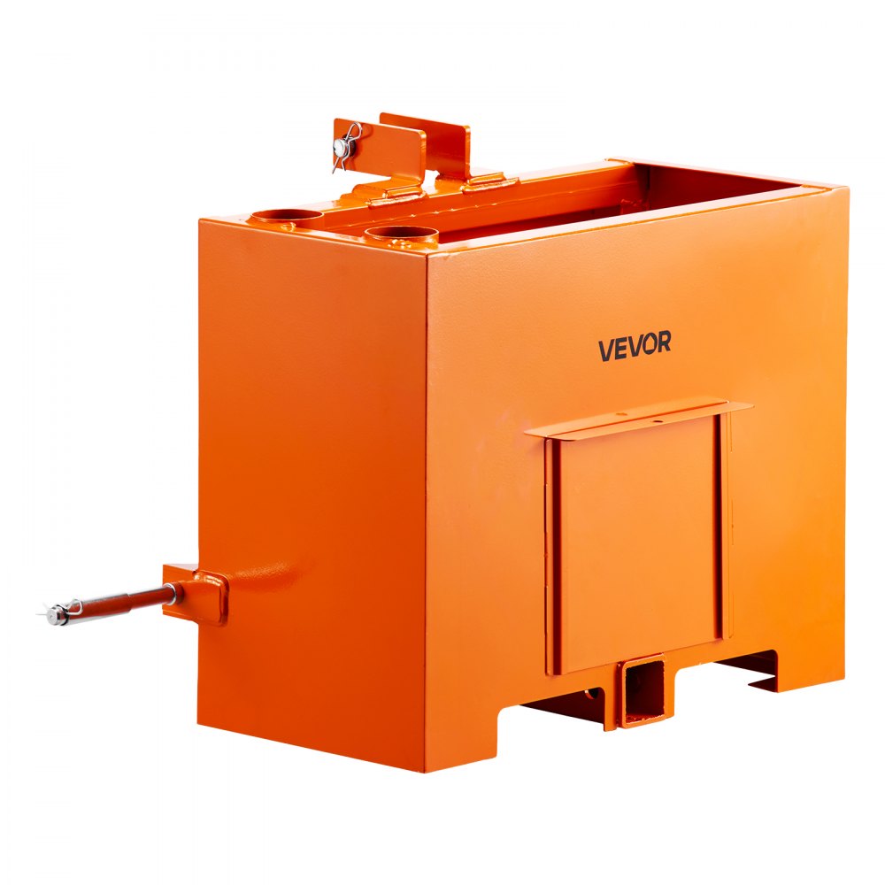 VEVOR Ballast Box, 3-Point Category 1 Tractor Ballast of 800 lbs Capacity, Standard 2 Inch Hitch Receiver, Heavy-Duty Steel 3.2 ft³ Large Volume Durable Loader Attachment with Sliding Door, Orange