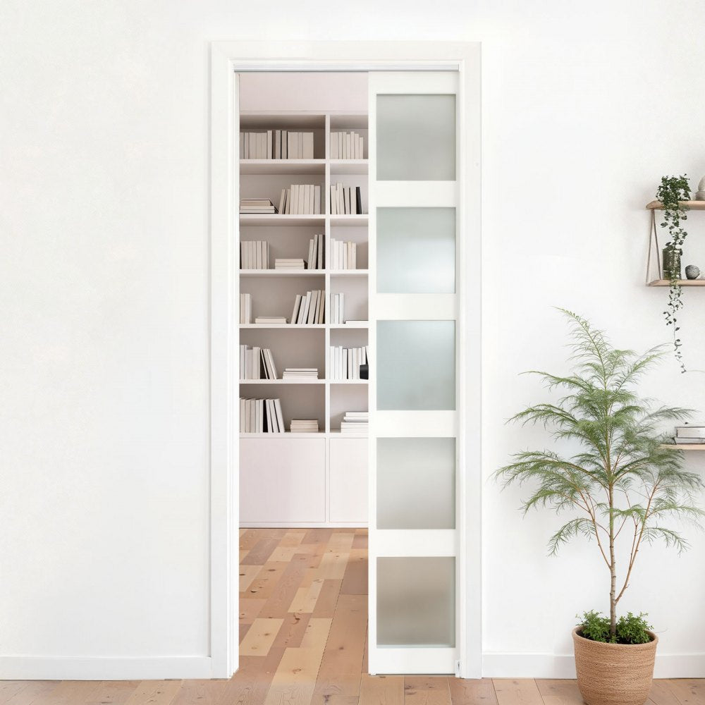 VEVOR Sliding Pocket Door Hardware Track Kit, 56.73" Pocket Door Track Kit with Soft Close Mechanism for Smooth and Quiet Sliding, Easy to Install, for 1" to 1 3/4" Thickness 30" Width Single Door