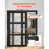 VEVOR Bypass Sliding Door Hardware Kit, 6 ft Aluminum Alloy Dual-Track Bypass Door Hardware, Smooth and Quiet Sliding, Easy to Install, for 1" to 1 3/4" Thickness 36" Width 2 Door System, for Closet