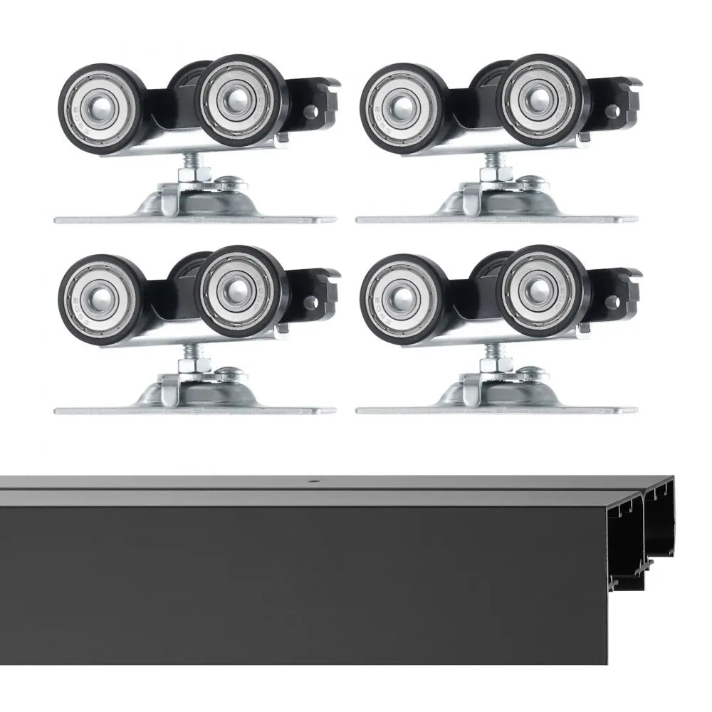 VEVOR Bypass Door Hardware, 4ft Heavy Duty Bypass Sliding Door Hardware Kit, Aluminum Alloy Sliding Closet Door Hardware Set with Finger Pulls, for 2 Door System, Fit Door Thickness 1 3/8 " - 1 3/4"