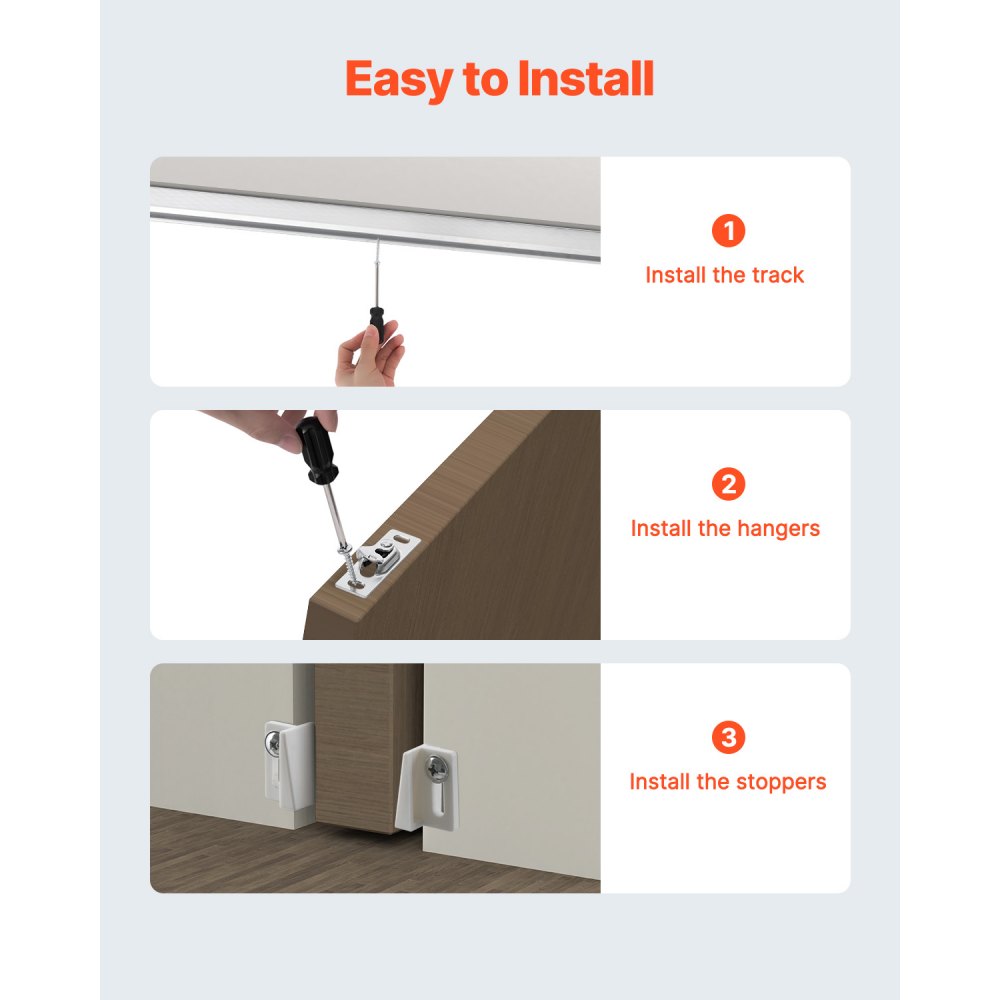 VEVOR Sliding Pocket Door Hardware Track Kit, 4.73 ft Heavy Duty Pocket Door Hardware Kit, Commercial Grade Pocket Door Hardware and Track Set for 24"-30" Wide Single Door, Smoothly and Easy to Install