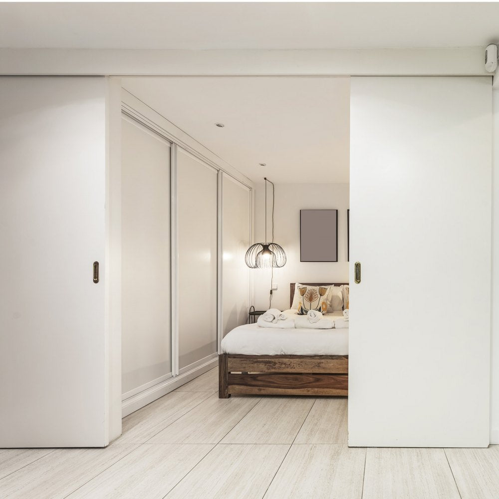 VEVOR Bypass Door Hardware, 5ft Heavy Duty Bypass Sliding Door Hardware Kit, Aluminum Alloy Sliding Closet Door Hardware Set for 2 Door System, Fit Door Thickness 1 3/8 " - 1 3/4", Easy to Install